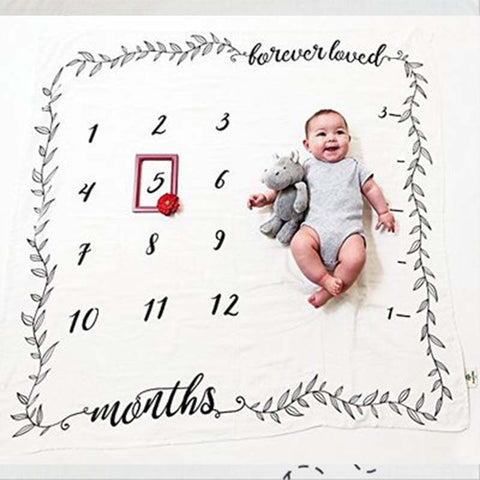 Baby Cartoon Pattern Photography Props Blankets Newborns Grow Milestone Photo Background Props Calendar Backdrop Cloth Play Mats