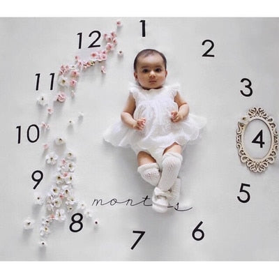 Baby Cartoon Pattern Photography Props Blankets Newborns Grow Milestone Photo Background Props Calendar Backdrop Cloth Play Mats