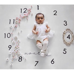 Baby Cartoon Pattern Photography Props Blankets Newborns Grow Milestone Photo Background Props Calendar Backdrop Cloth Play Mats