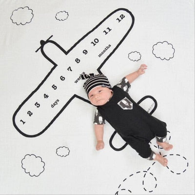 Baby Cartoon Pattern Photography Props Blankets Newborns Grow Milestone Photo Background Props Calendar Backdrop Cloth Play Mats