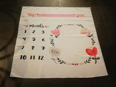Baby Cartoon Pattern Photography Props Blankets Newborns Grow Milestone Photo Background Props Calendar Backdrop Cloth Play Mats