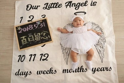 Baby Cartoon Pattern Photography Props Blankets Newborns Grow Milestone Photo Background Props Calendar Backdrop Cloth Play Mats
