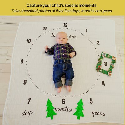 Baby Cartoon Pattern Photography Props Blankets Newborns Grow Milestone Photo Background Props Calendar Backdrop Cloth Play Mats