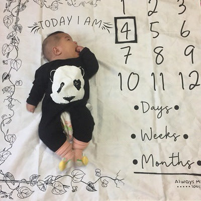 Baby Cartoon Pattern Photography Props Blankets Newborns Grow Milestone Photo Background Props Calendar Backdrop Cloth Play Mats