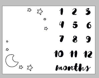 Baby Cartoon Pattern Photography Props Blankets Newborns Grow Milestone Photo Background Props Calendar Backdrop Cloth Play Mats