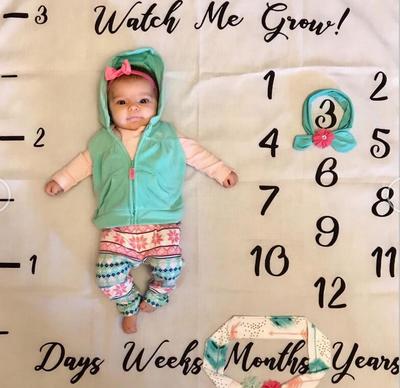 Baby Cartoon Pattern Photography Props Blankets Newborns Grow Milestone Photo Background Props Calendar Backdrop Cloth Play Mats