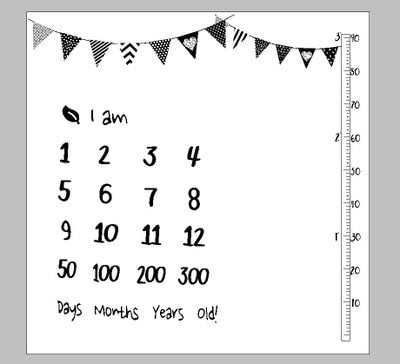 Baby Cartoon Pattern Photography Props Blankets Newborns Grow Milestone Photo Background Props Calendar Backdrop Cloth Play Mats