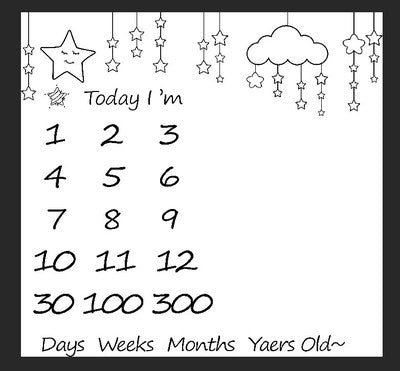 Baby Cartoon Pattern Photography Props Blankets Newborns Grow Milestone Photo Background Props Calendar Backdrop Cloth Play Mats