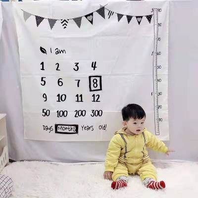 Baby Cartoon Pattern Photography Props Blankets Newborns Grow Milestone Photo Background Props Calendar Backdrop Cloth Play Mats
