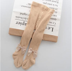 YWHUANSEN 0-8 Yrs Children Spring Autumn Winter Bowknot Tights Cotton Baby Girls Pantyhose Kids Infant Knitted Collant Tights
