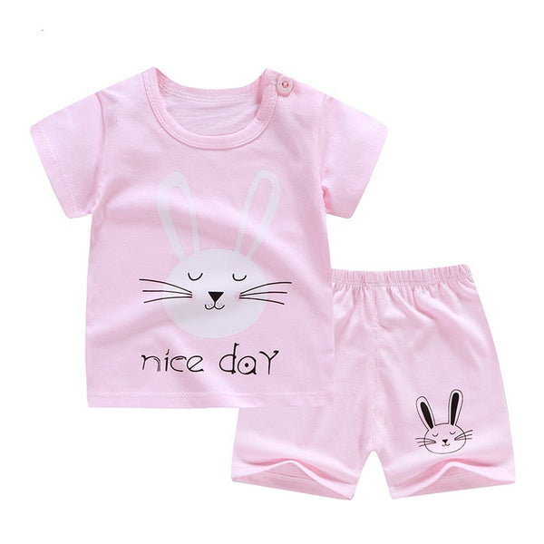 6M-6 Years Old 2pcs/set Baby Kids Suits Summer Children's Short Sleeve Short Pants Suit Cotton for Boys and Girls Child Clothing