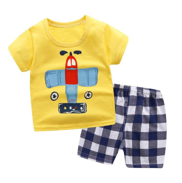 6M-6 Years Old 2pcs/set Baby Kids Suits Summer Children's Short Sleeve Short Pants Suit Cotton for Boys and Girls Child Clothing