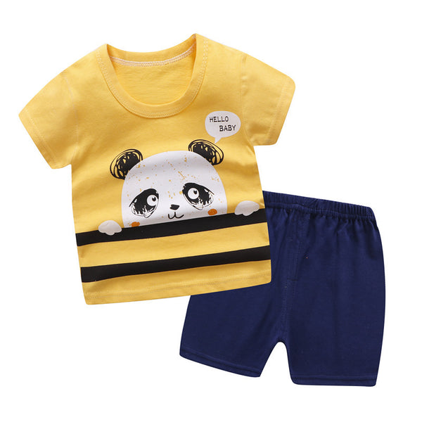 6M-6 Years Old 2pcs/set Baby Kids Suits Summer Children's Short Sleeve Short Pants Suit Cotton for Boys and Girls Child Clothing