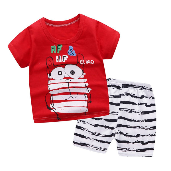 6M-6 Years Old 2pcs/set Baby Kids Suits Summer Children's Short Sleeve Short Pants Suit Cotton for Boys and Girls Child Clothing