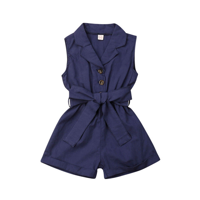 Summer Toddler Baby Girls Kids Clothes Bow-tie Waist Overall Romper Bodysuit Jumpsuit Outfits Shorts