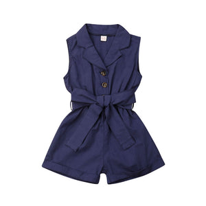 Summer Toddler Baby Girls Kids Clothes Bow-tie Waist Overall Romper Bodysuit Jumpsuit Outfits Shorts