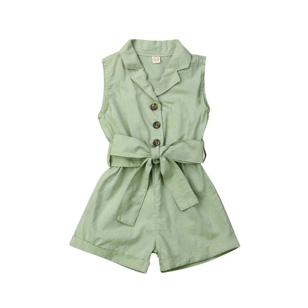 Summer Toddler Baby Girls Kids Clothes Bow-tie Waist Overall Romper Bodysuit Jumpsuit Outfits Shorts