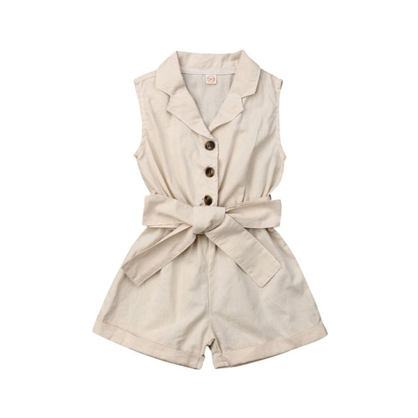 Summer Toddler Baby Girls Kids Clothes Bow-tie Waist Overall Romper Bodysuit Jumpsuit Outfits Shorts