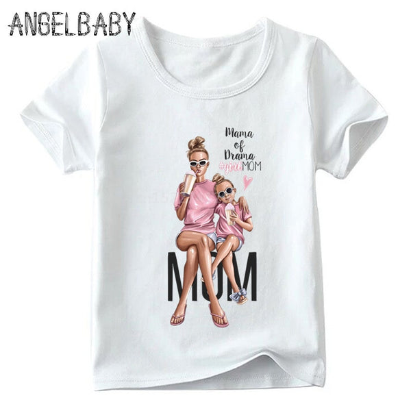 Matching Family Outfits Super Mom and Daughter Print Boys Girls T-shirt Mother's day Present Clothes Kids&Woman Funny Tshirt