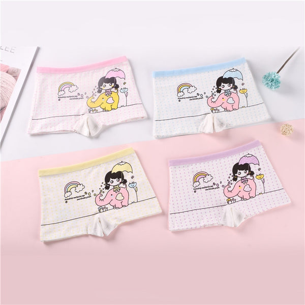 4 Pieces/Lot 2-12Y Children Underwear High Quality Cotton Girls Panties Cute Cat Pattern Kids Boxer Briefs Child Soft girl Pants