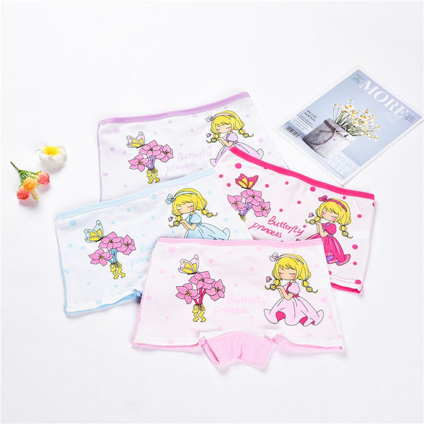 4 Pieces/Lot 2-12Y Children Underwear High Quality Cotton Girls Panties Cute Cat Pattern Kids Boxer Briefs Child Soft girl Pants