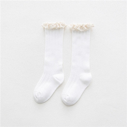 Free Shipping Children's Knee High Socks with Lace Cheap Stuff  Ruffle Socks Kid Princess Girls Baby Leg Warmers Cotton