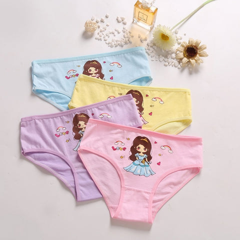 4 Pcs/Lot Cotton Soft Panties For Girls Lovely Baby Girls Underwear Cartoon Cat Briefs Breathable Children Panty Kids Underpants
