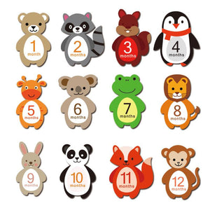 12 Pcs Month Sticker Baby Photography Milestone Memorial Monthly Newborn Kids Commemorative Card Number Photo Props Accessories