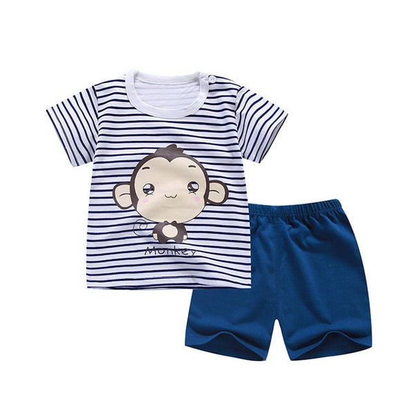 cotton Summer baby children soft shorts suit t-shirt todder boy and girl kids dinosaur cartoon cute clothes cheap stuff for 0-6Y
