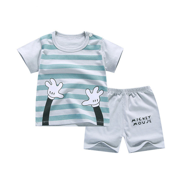 cotton Summer baby children soft shorts suit t-shirt todder boy and girl kids dinosaur cartoon cute clothes cheap stuff for 0-6Y