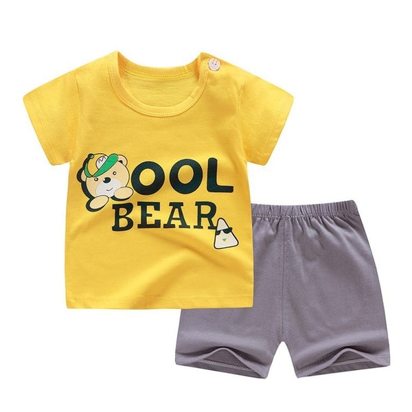 cotton Summer baby children soft shorts suit t-shirt todder boy and girl kids dinosaur cartoon cute clothes cheap stuff for 0-6Y