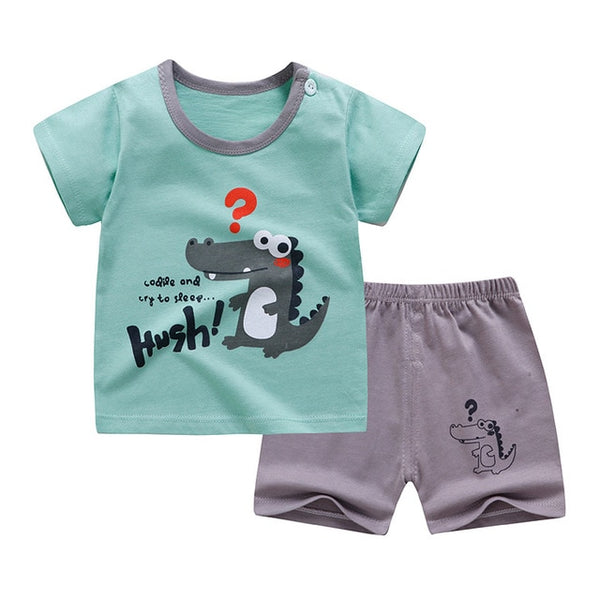 cotton Summer baby children soft shorts suit t-shirt todder boy and girl kids dinosaur cartoon cute clothes cheap stuff for 0-6Y