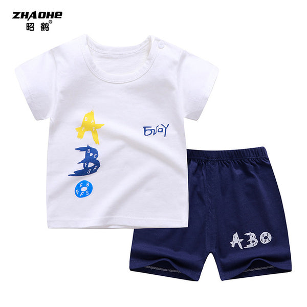 cotton Summer baby children soft shorts suit t-shirt todder boy and girl kids dinosaur cartoon cute clothes cheap stuff for 0-6Y