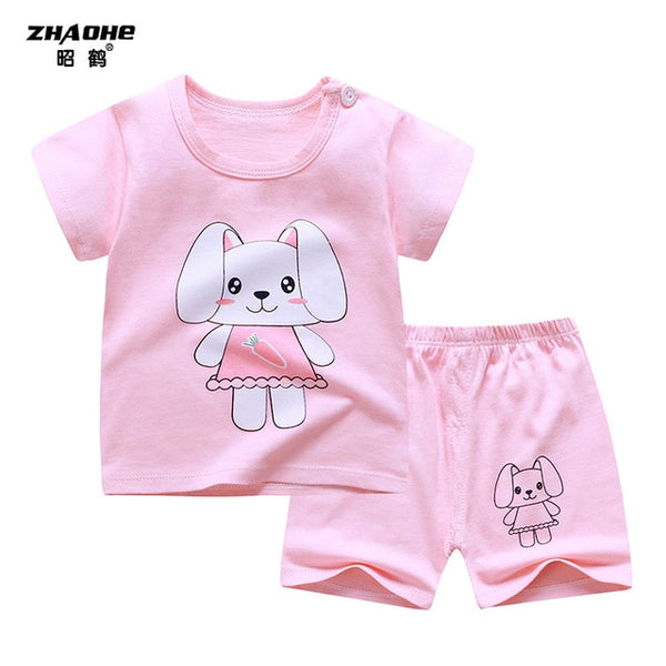 cotton Summer baby children soft shorts suit t-shirt todder boy and girl kids dinosaur cartoon cute clothes cheap stuff for 0-6Y