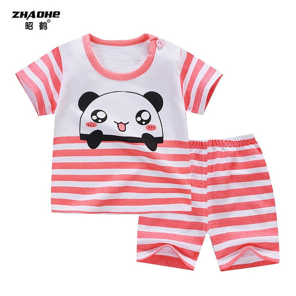 cotton Summer baby children soft shorts suit t-shirt todder boy and girl kids dinosaur cartoon cute clothes cheap stuff for 0-6Y