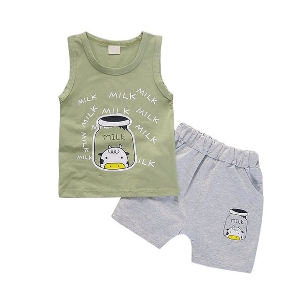 Casual Toddler Outfits Baby Boy Summer Clothes Newborn Boy Clothing Set Sports T-shirt+ Shorts Suits Leaves Print Clothes