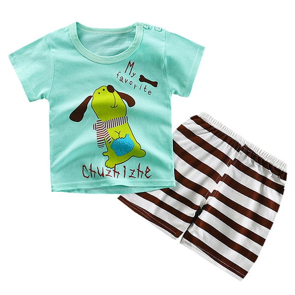 Casual Toddler Outfits Baby Boy Summer Clothes Newborn Boy Clothing Set Sports T-shirt+ Shorts Suits Leaves Print Clothes