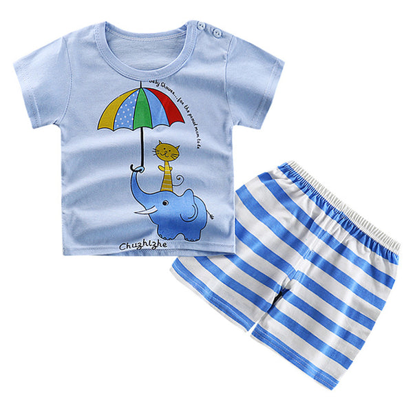 Casual Toddler Outfits Baby Boy Summer Clothes Newborn Boy Clothing Set Sports T-shirt+ Shorts Suits Leaves Print Clothes