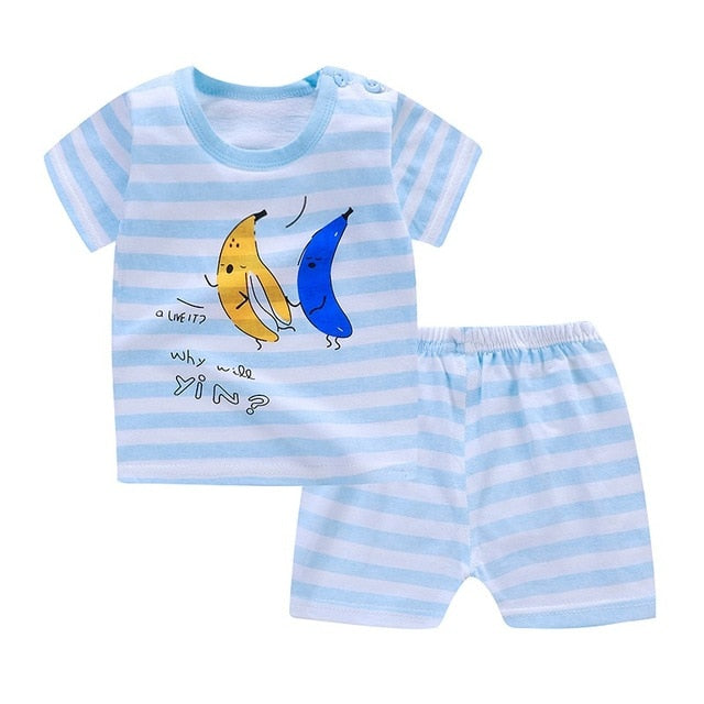 Casual Toddler Outfits Baby Boy Summer Clothes Newborn Boy Clothing Set Sports T-shirt+ Shorts Suits Leaves Print Clothes