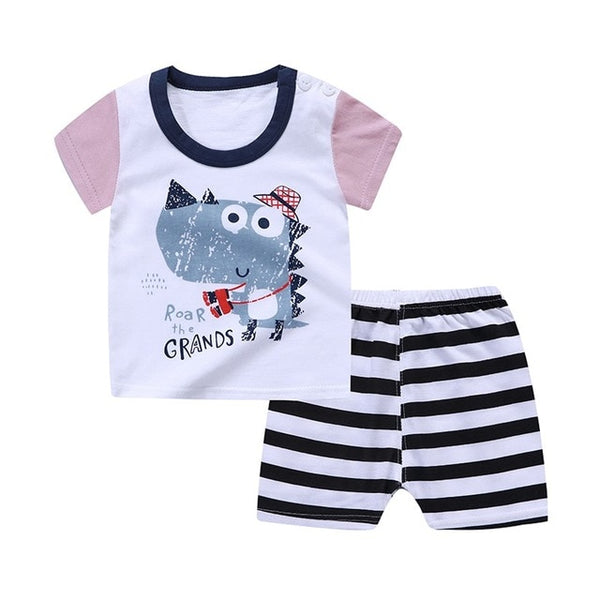 Casual Toddler Outfits Baby Boy Summer Clothes Newborn Boy Clothing Set Sports T-shirt+ Shorts Suits Leaves Print Clothes