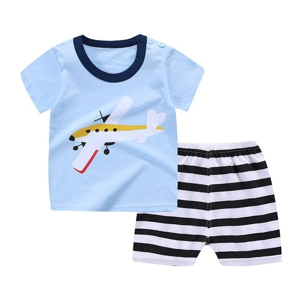 Casual Toddler Outfits Baby Boy Summer Clothes Newborn Boy Clothing Set Sports T-shirt+ Shorts Suits Leaves Print Clothes