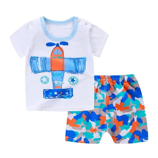 Casual Toddler Outfits Baby Boy Summer Clothes Newborn Boy Clothing Set Sports T-shirt+ Shorts Suits Leaves Print Clothes