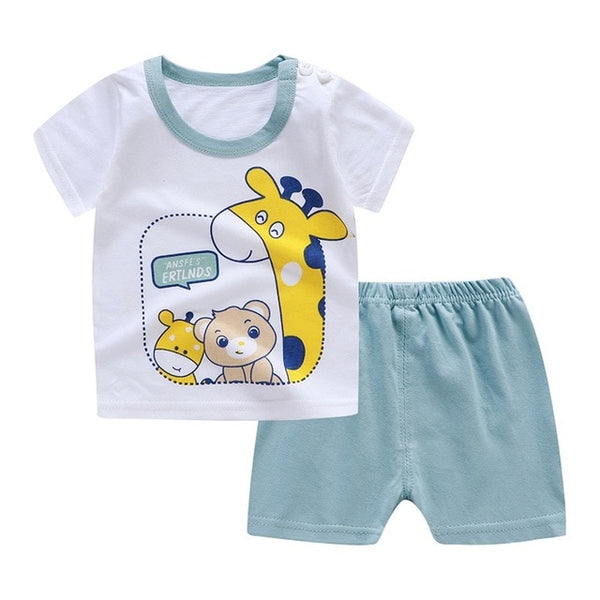 Casual Toddler Outfits Baby Boy Summer Clothes Newborn Boy Clothing Set Sports T-shirt+ Shorts Suits Leaves Print Clothes