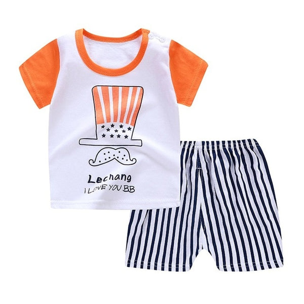 Casual Toddler Outfits Baby Boy Summer Clothes Newborn Boy Clothing Set Sports T-shirt+ Shorts Suits Leaves Print Clothes