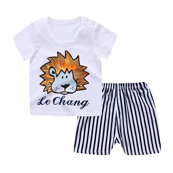 Casual Toddler Outfits Baby Boy Summer Clothes Newborn Boy Clothing Set Sports T-shirt+ Shorts Suits Leaves Print Clothes