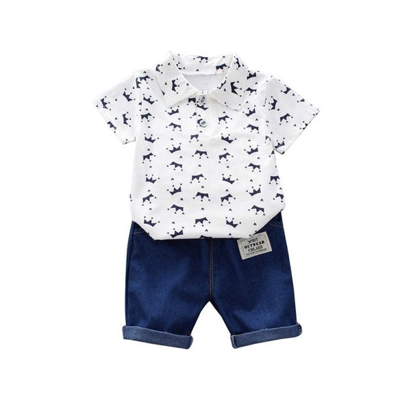 Casual Toddler Outfits Baby Boy Summer Clothes Newborn Boy Clothing Set Sports T-shirt+ Shorts Suits Leaves Print Clothes