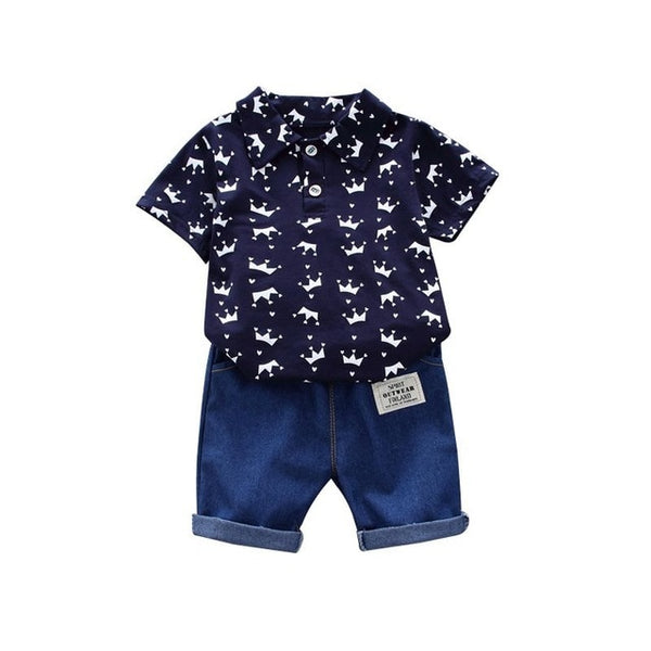 Casual Toddler Outfits Baby Boy Summer Clothes Newborn Boy Clothing Set Sports T-shirt+ Shorts Suits Leaves Print Clothes