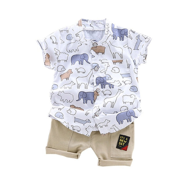 Casual Toddler Outfits Baby Boy Summer Clothes Newborn Boy Clothing Set Sports T-shirt+ Shorts Suits Leaves Print Clothes