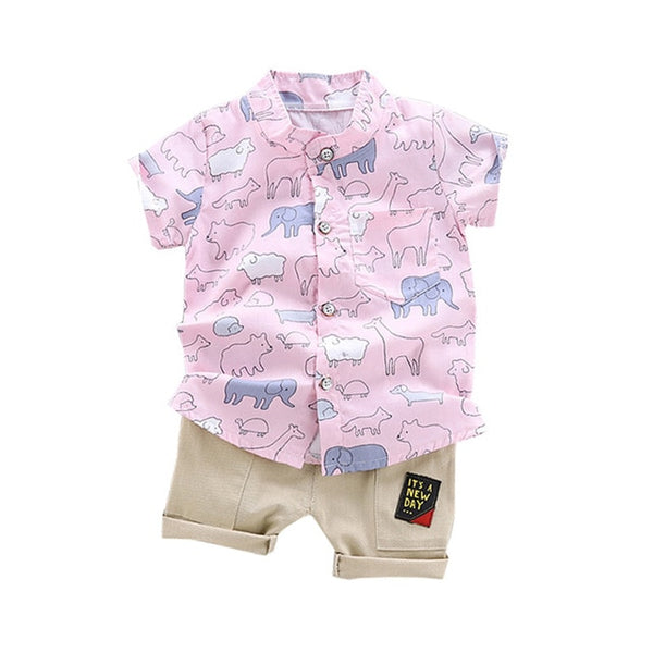 Casual Toddler Outfits Baby Boy Summer Clothes Newborn Boy Clothing Set Sports T-shirt+ Shorts Suits Leaves Print Clothes