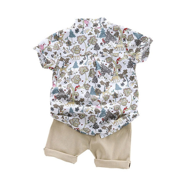 Casual Toddler Outfits Baby Boy Summer Clothes Newborn Boy Clothing Set Sports T-shirt+ Shorts Suits Leaves Print Clothes